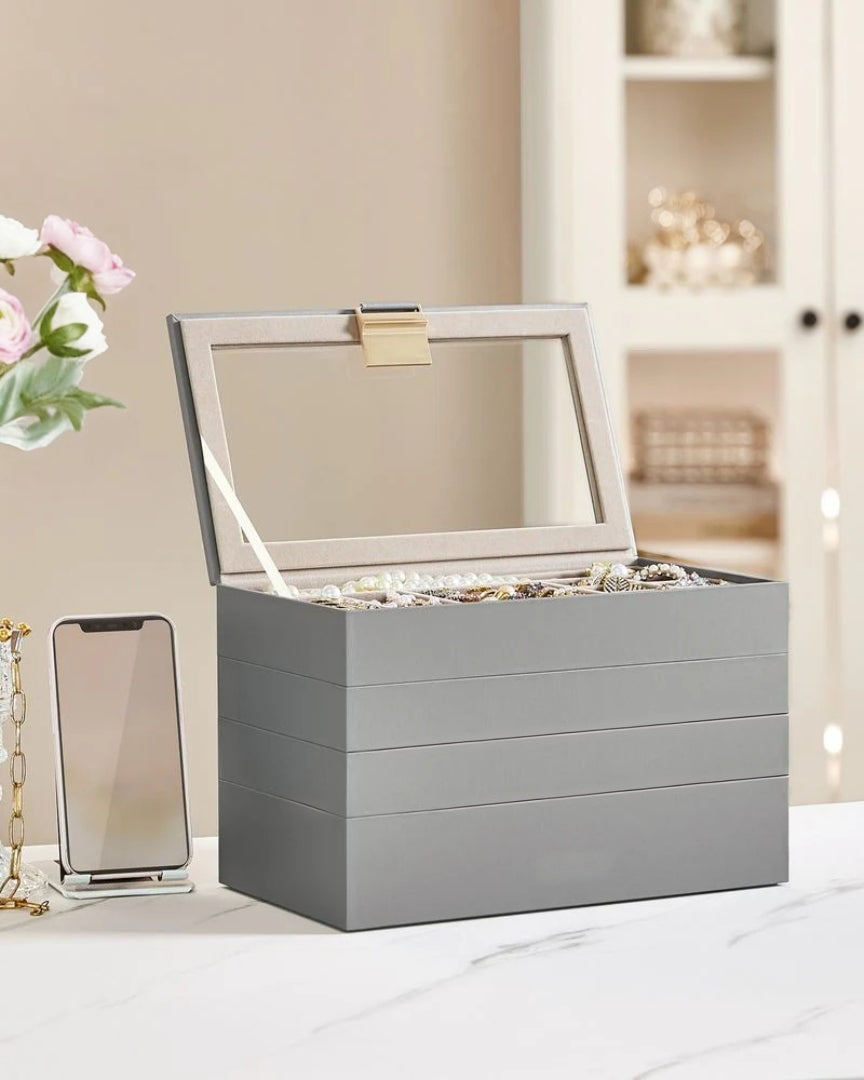 Stackable Jewelry Organizer Trays With Glass Lid 2 To 6 Tier – product view 26 | Ridgefield Furniture