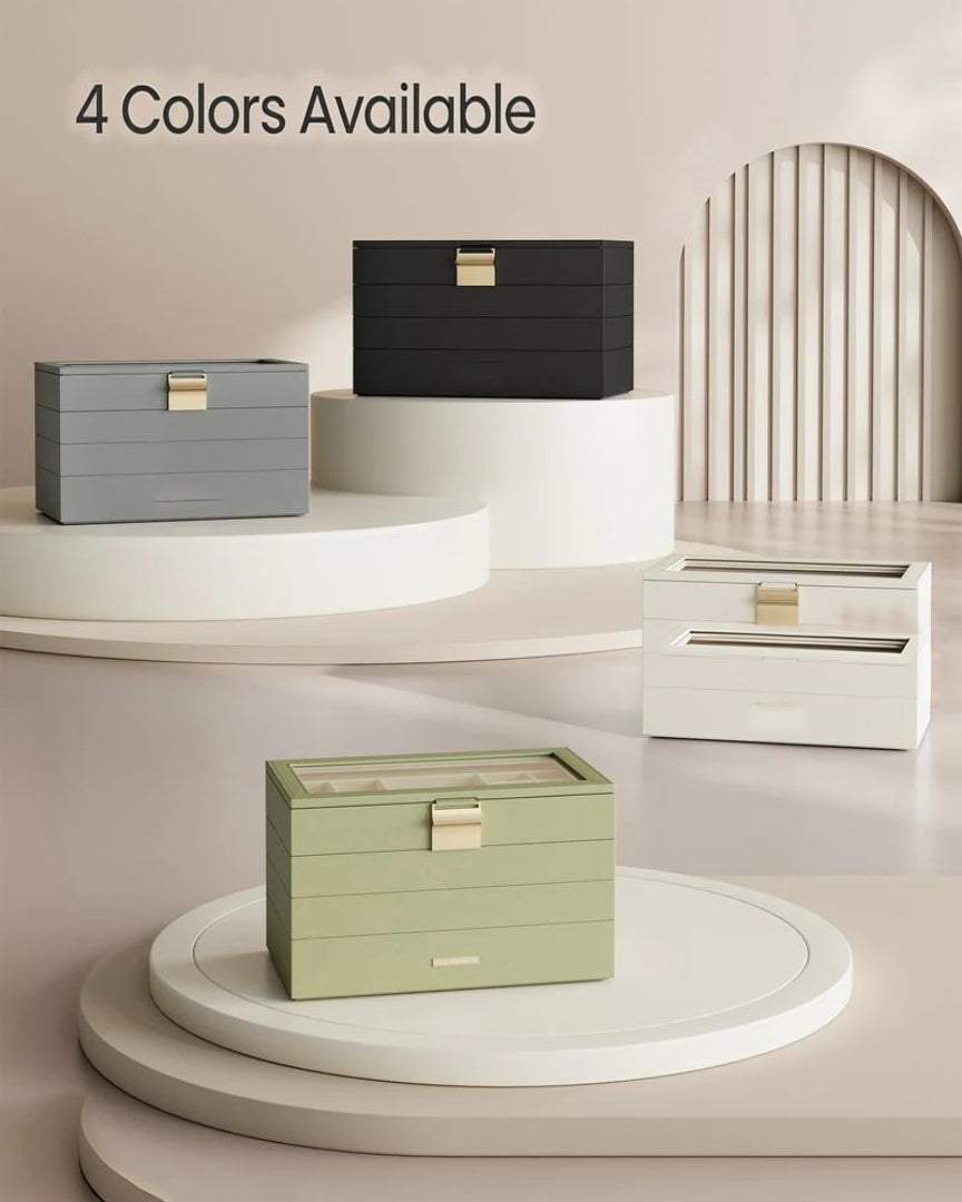 Stackable Jewelry Organizer Trays With Glass Lid 2 To 6 Tier – product view 27 | Ridgefield Furniture