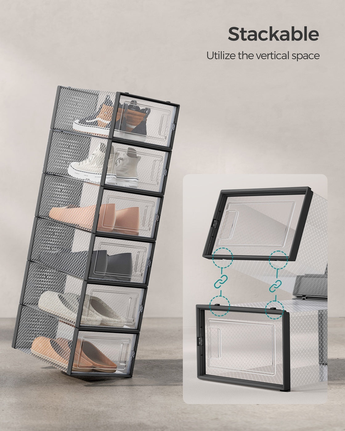 Stackable Shoe Storage Organizers, 12 Or 18 Count Clear Shoe Boxes - product photo 51