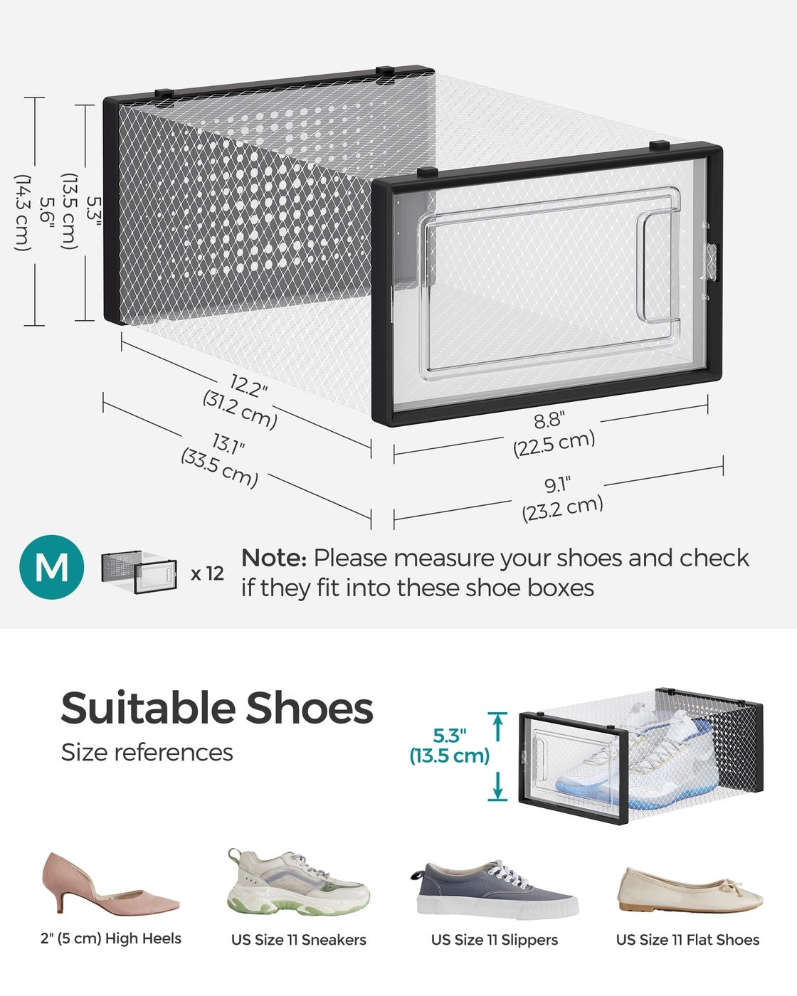 Stackable Shoe Storage Organizers, 12 Or 18 Count Clear Shoe Boxes - product photo 53