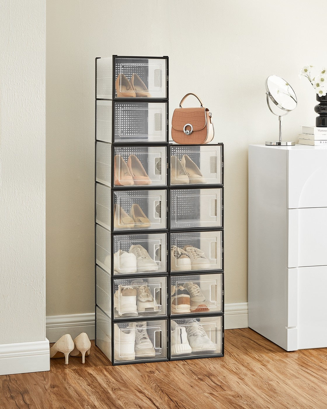 Stackable Shoe Storage Organizers, 12 Or 18 Count Clear Shoe Boxes - product photo 55