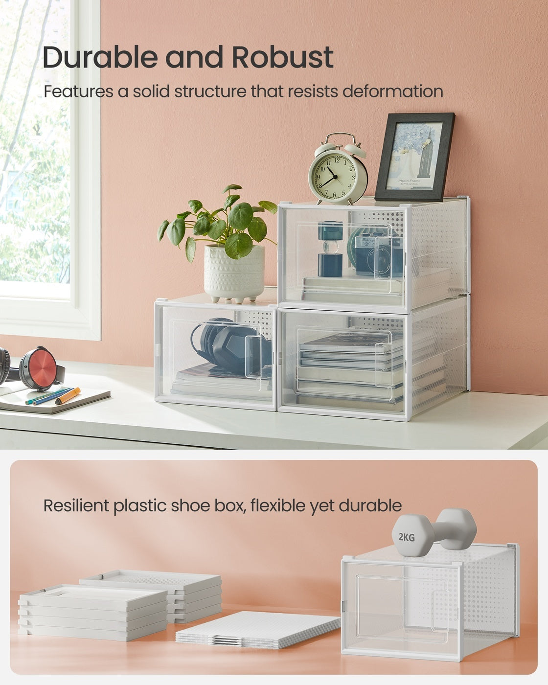 Stackable Shoe Storage Organizers, 12 Or 18 Count Clear Shoe Boxes - product photo 61