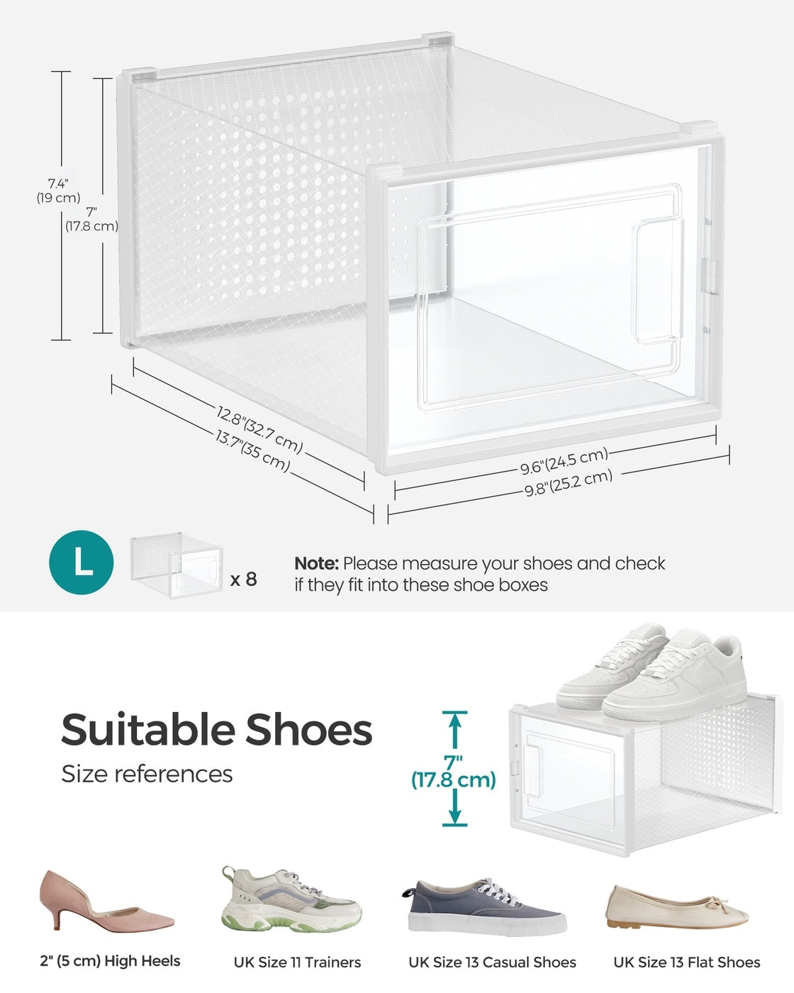 Stackable Shoe Storage Organizers, 12 Or 18 Count Clear Shoe Boxes - product photo 62