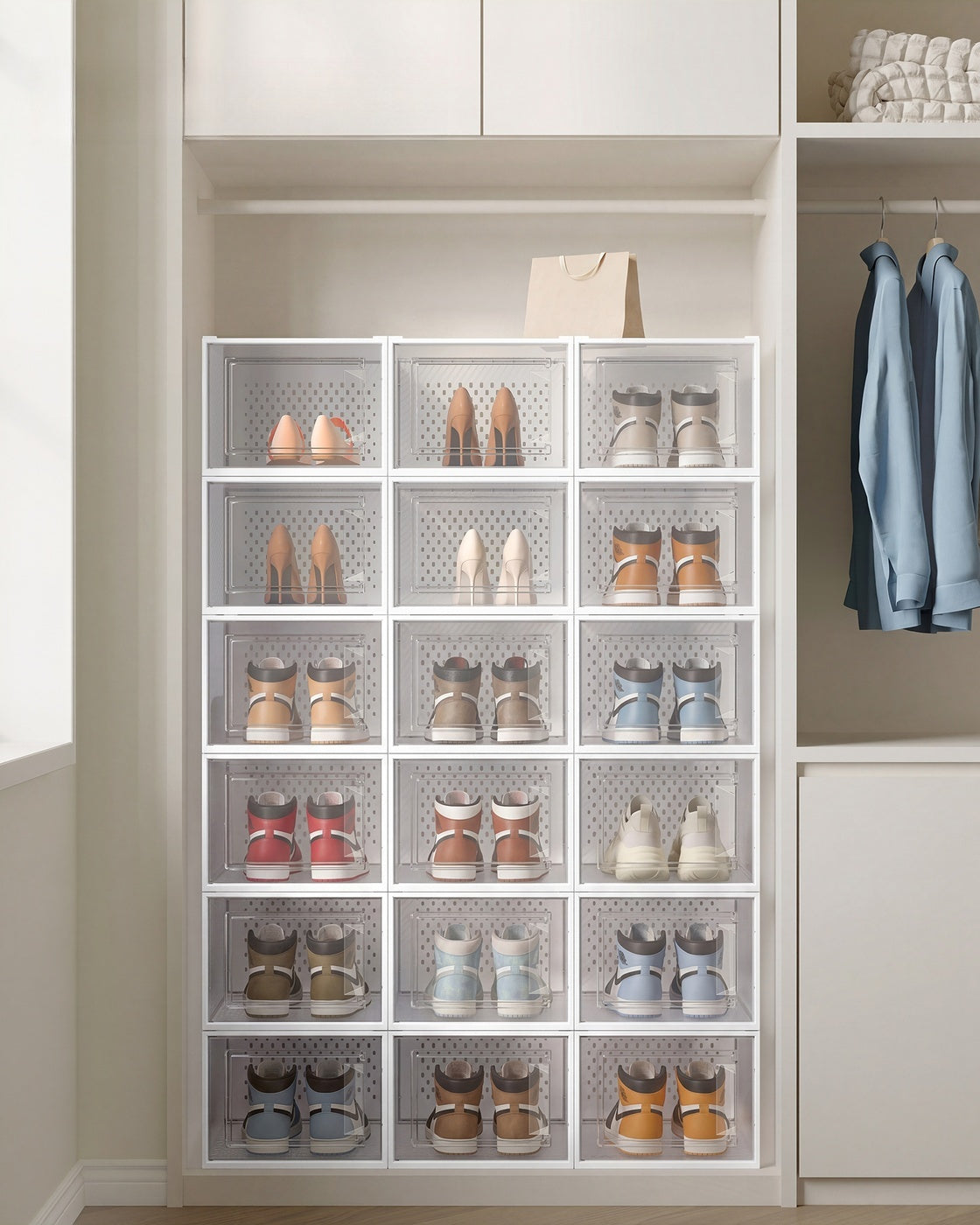 Stackable Shoe Storage Organizers, 12 Or 18 Count Clear Shoe Boxes - product photo 71