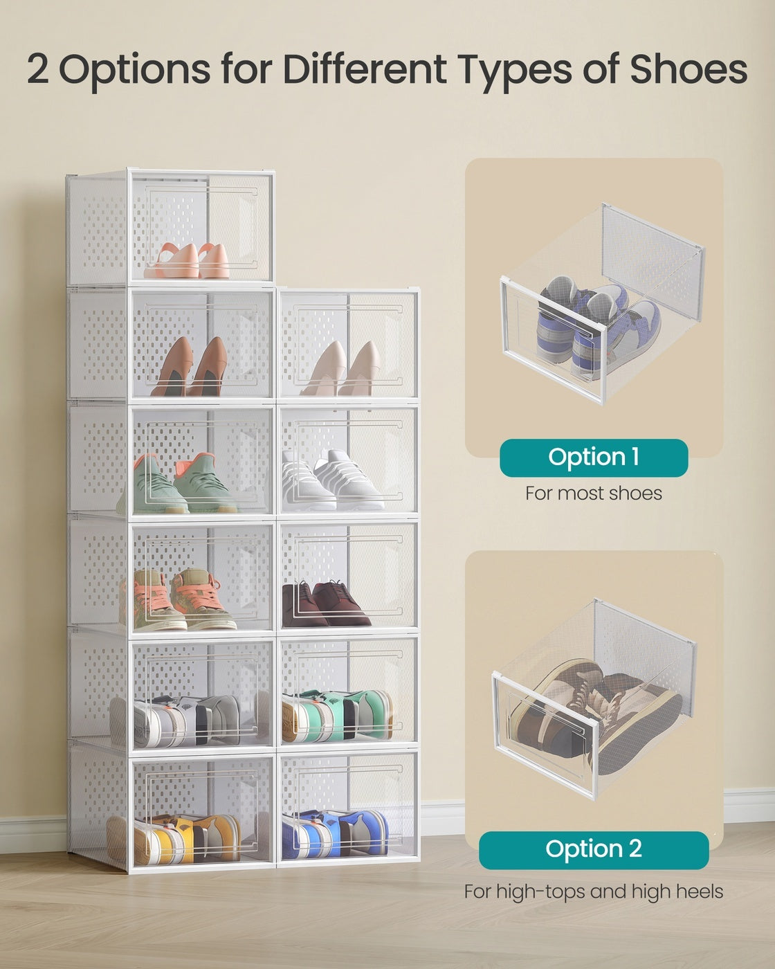 Stackable Shoe Storage Organizers, 12 Or 18 Count Clear Shoe Boxes - product photo 73