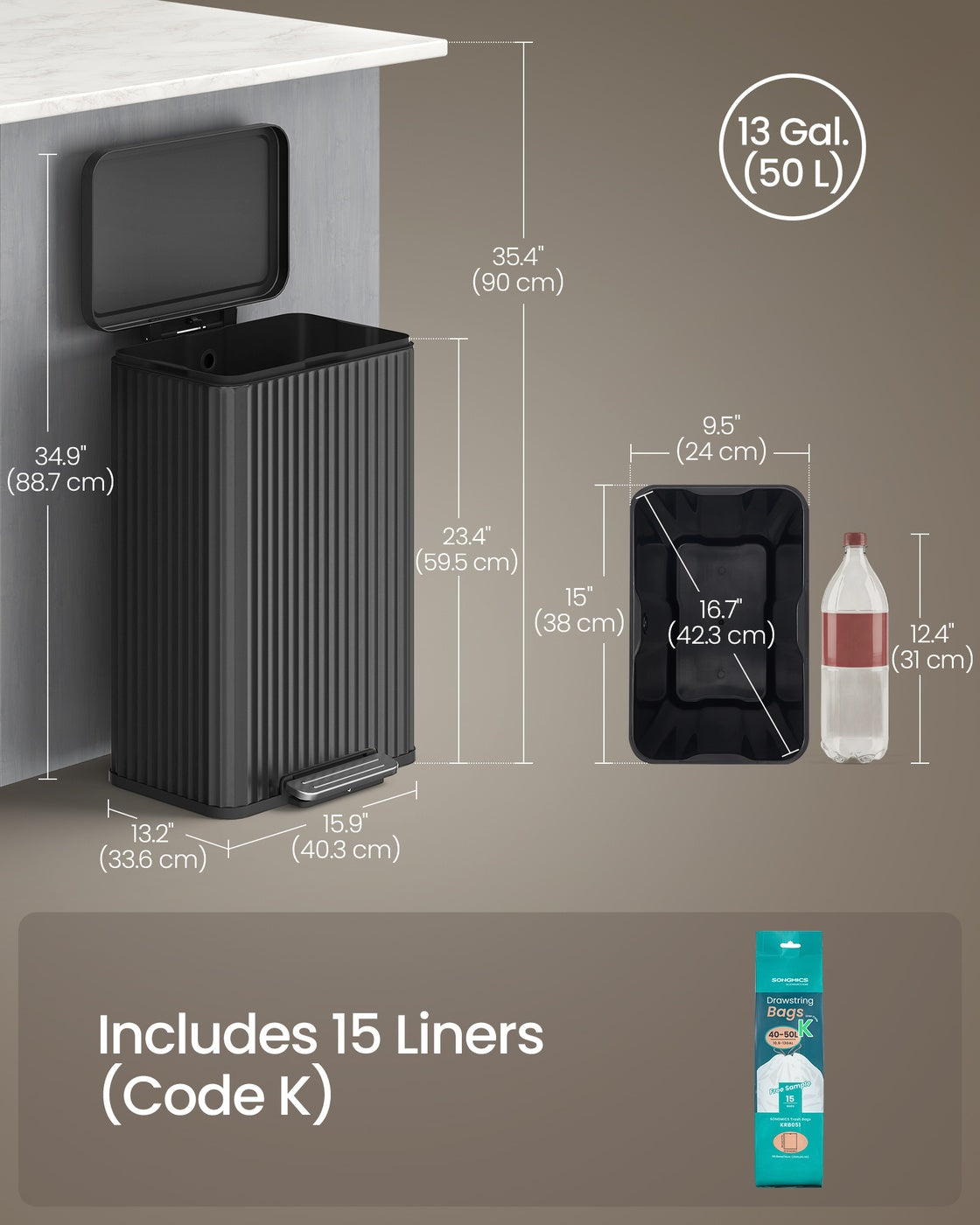 Stainless Steel Garbage Can With Lid And Removable Inner Bucket - product photo 07