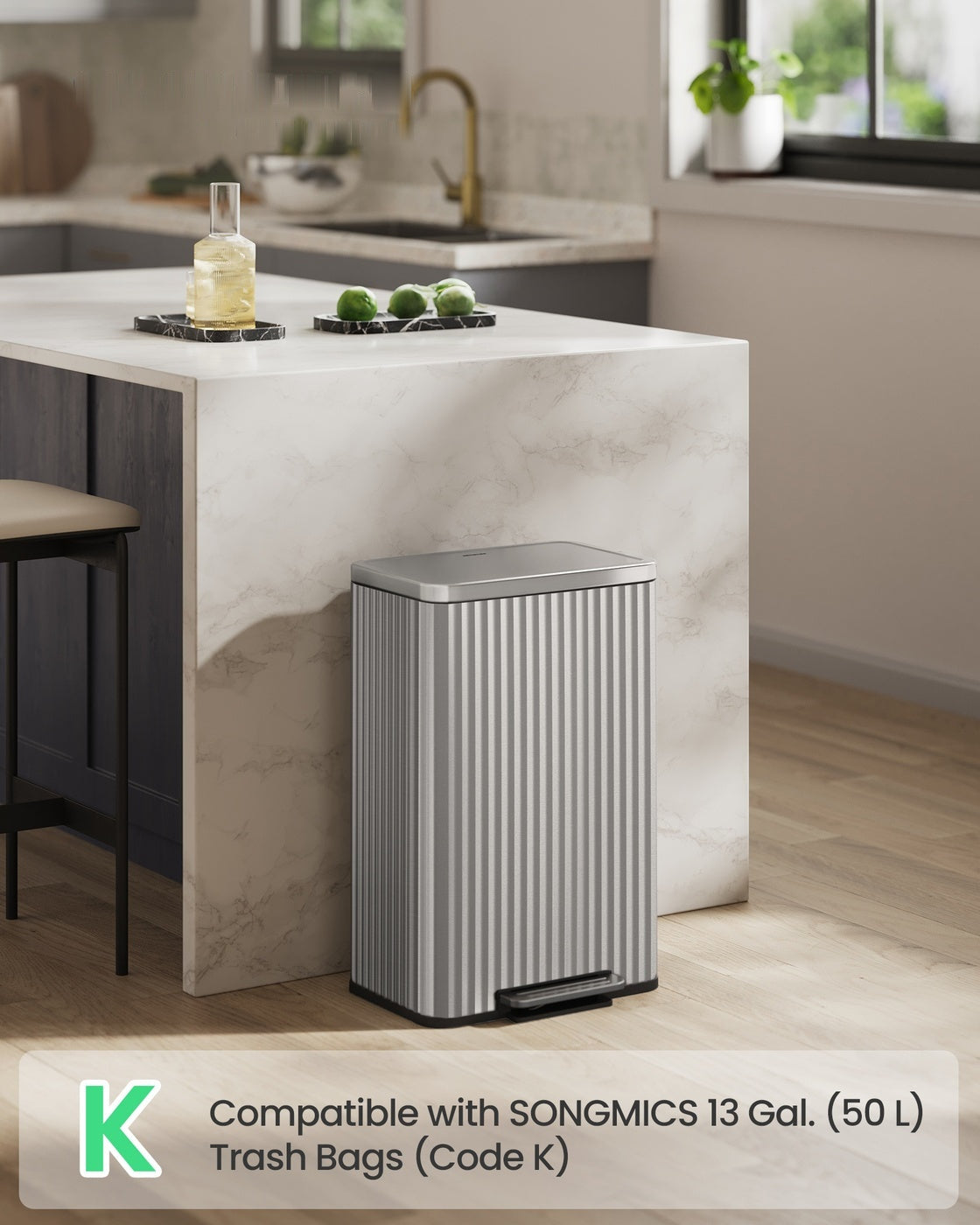 Stainless Steel Garbage Can With Lid And Removable Inner Bucket - product photo 10