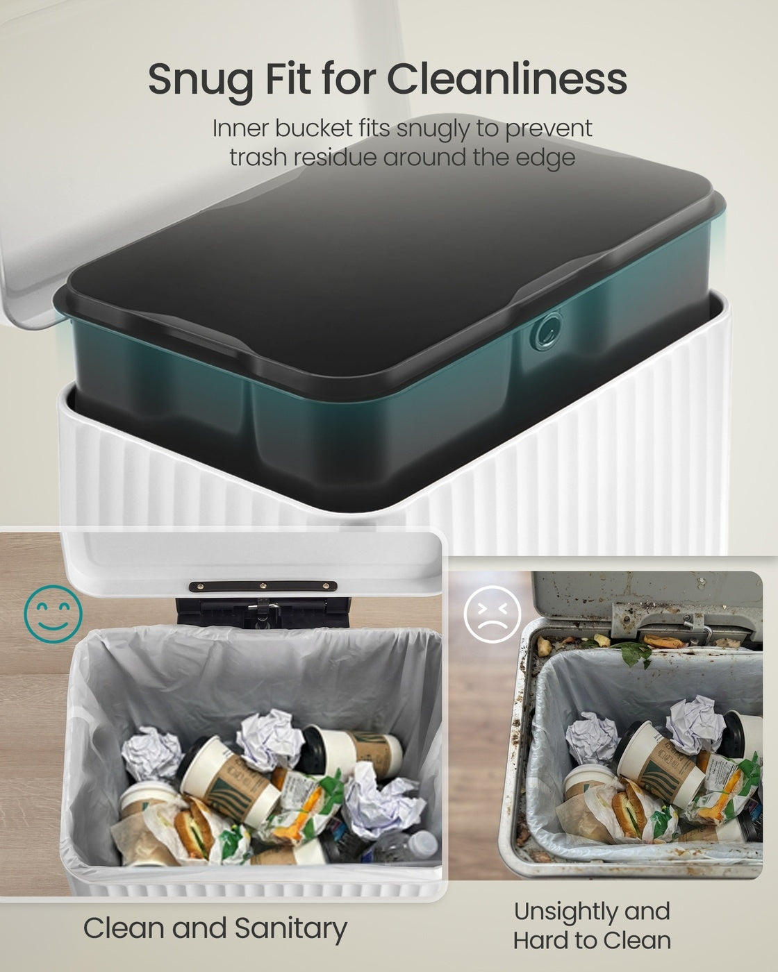 Stainless Steel Garbage Can With Lid And Removable Inner Bucket - product photo 21