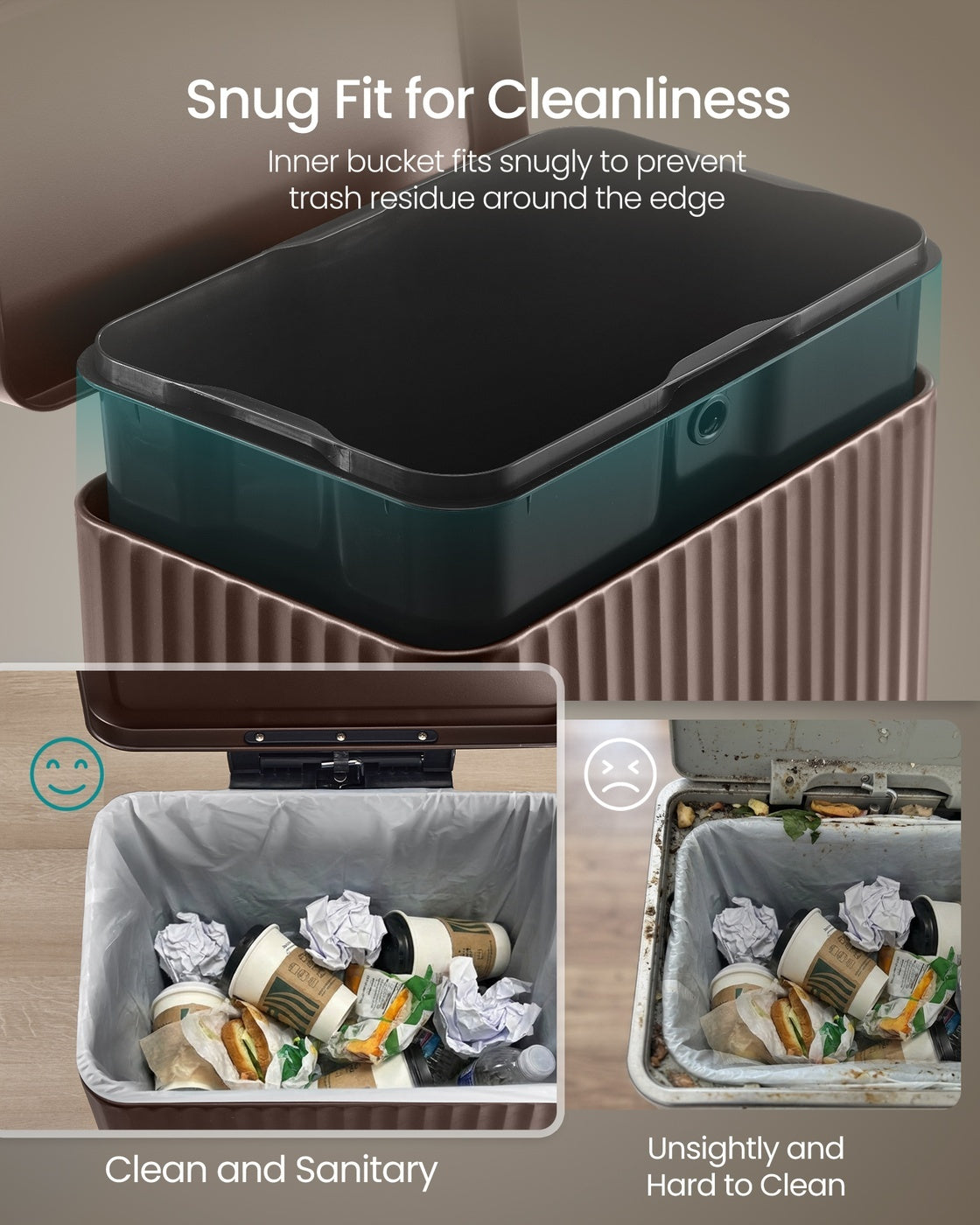 Stainless Steel Garbage Can With Lid And Removable Inner Bucket - product photo 29