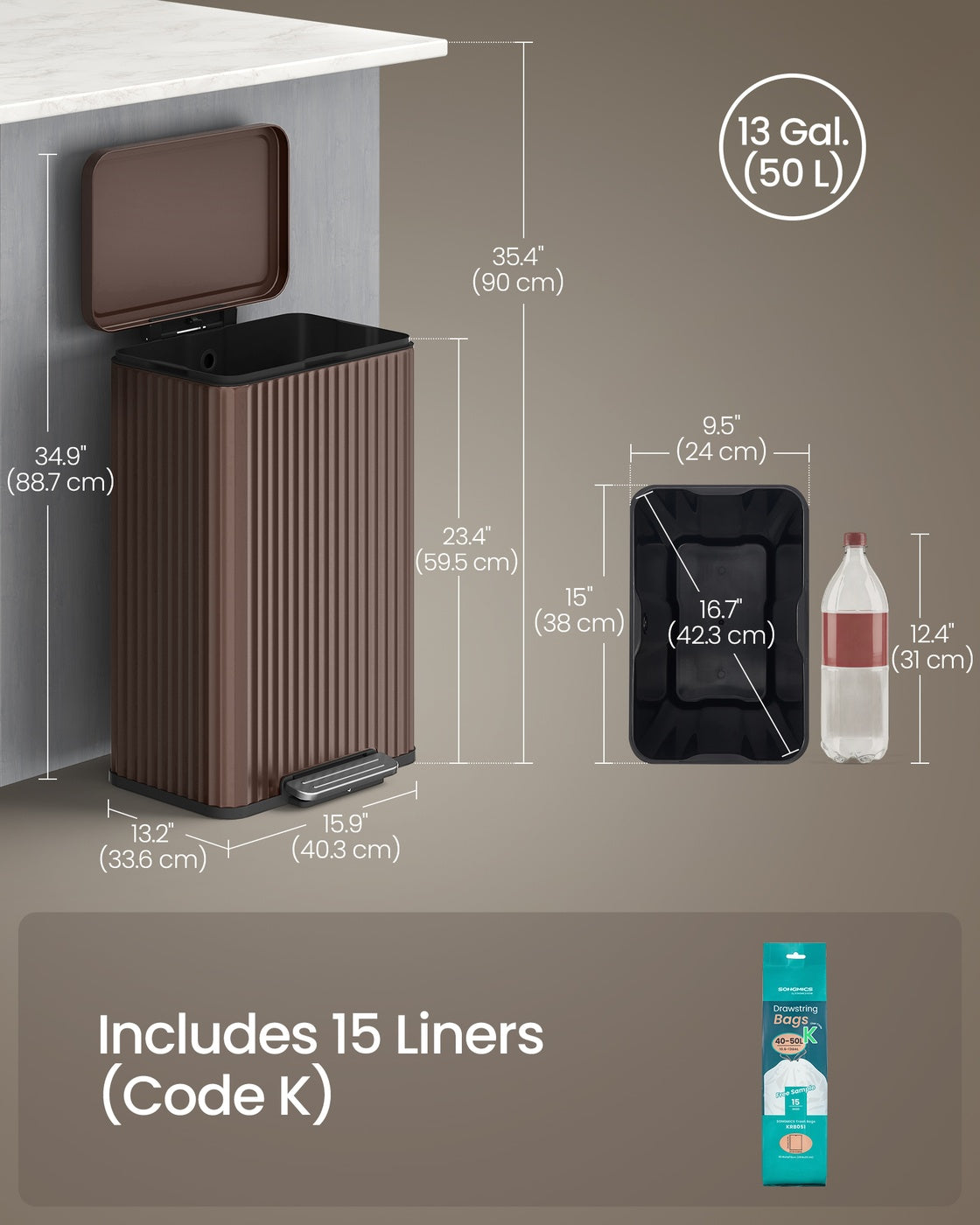 Stainless Steel Garbage Can With Lid And Removable Inner Bucket - product photo 31