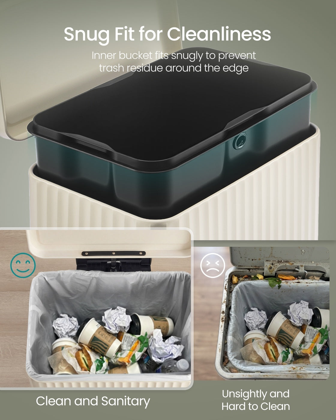 Stainless Steel Garbage Can With Lid And Removable Inner Bucket - product photo 37