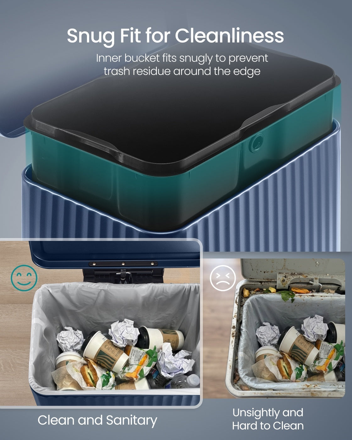 Stainless Steel Garbage Can With Lid And Removable Inner Bucket - product photo 45