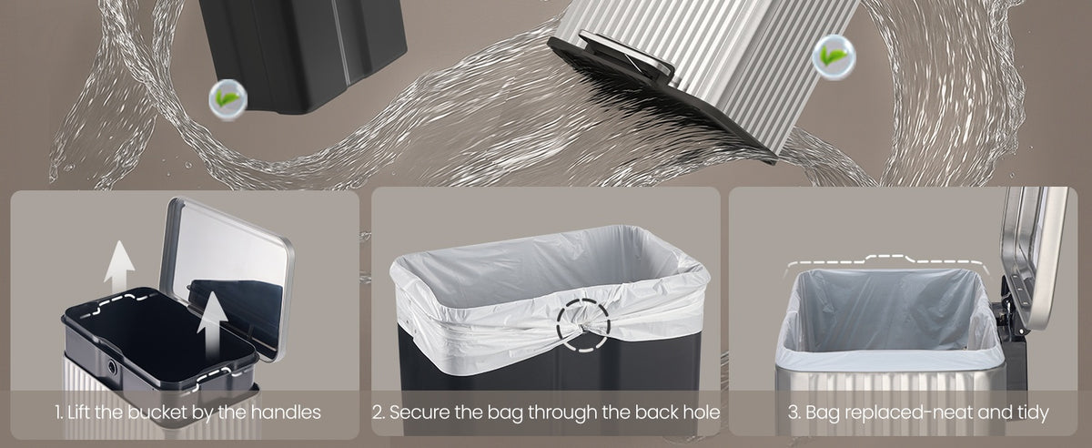 Stainless Steel Garbage Can With Lid And Removable Inner Bucket - product photo 69