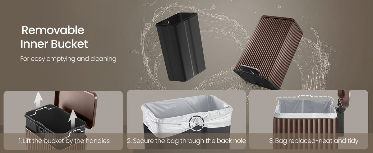 Stainless Steel Garbage Can With Lid And Removable Inner Bucket - product photo 79