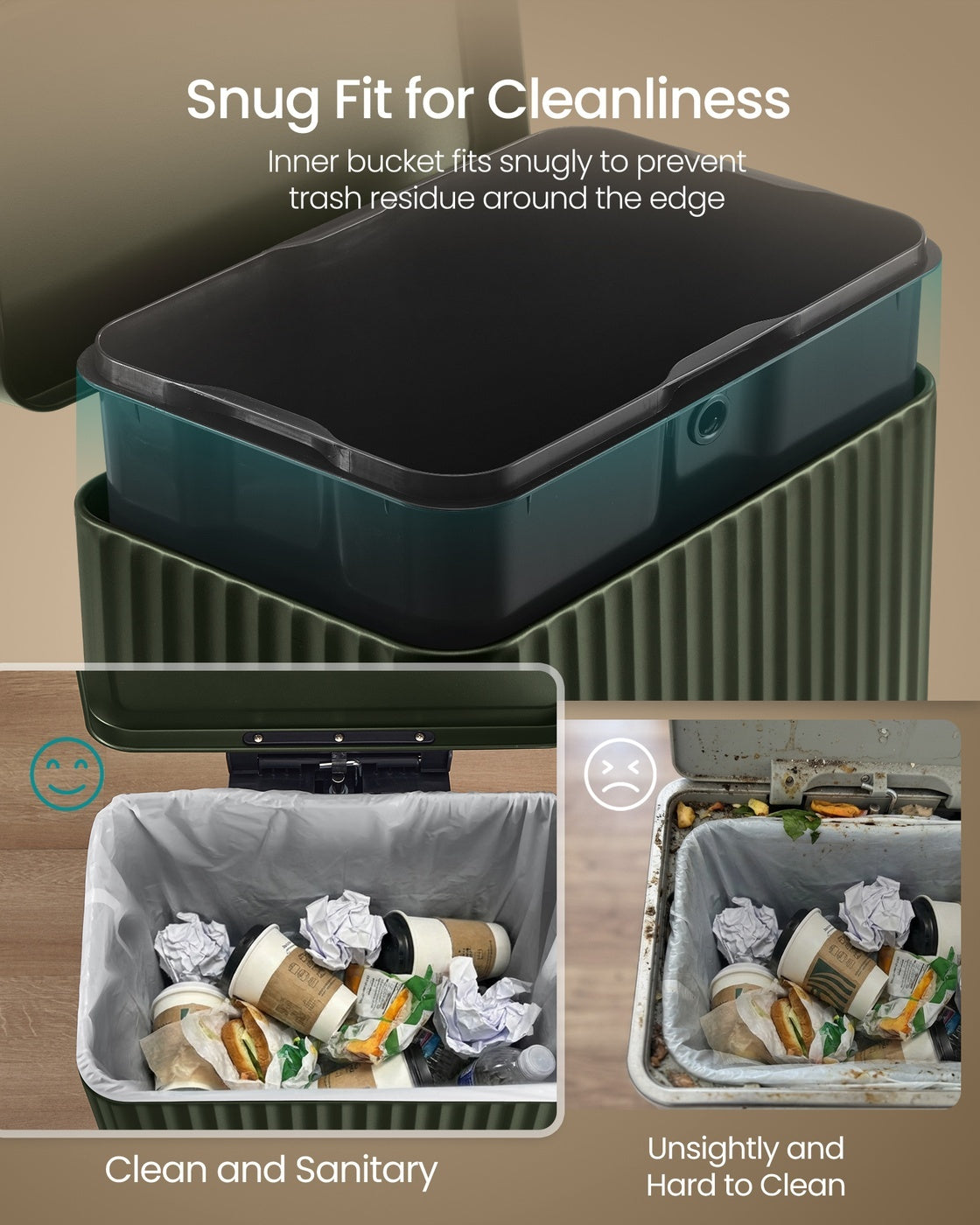 Stainless Steel Garbage Can With Lid And Removable Inner Bucket - product photo 97