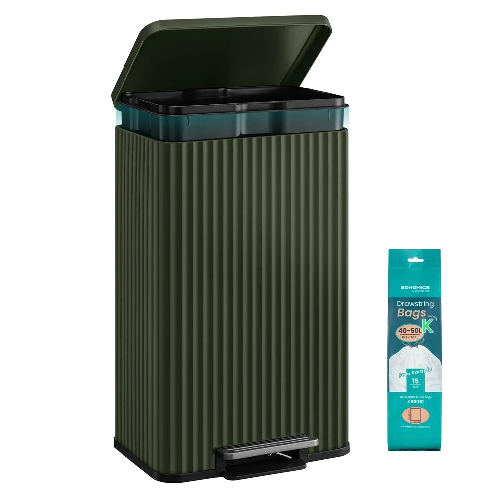 Stainless Steel Garbage Can With Lid And Removable Inner Bucket - ULTB586CZ01