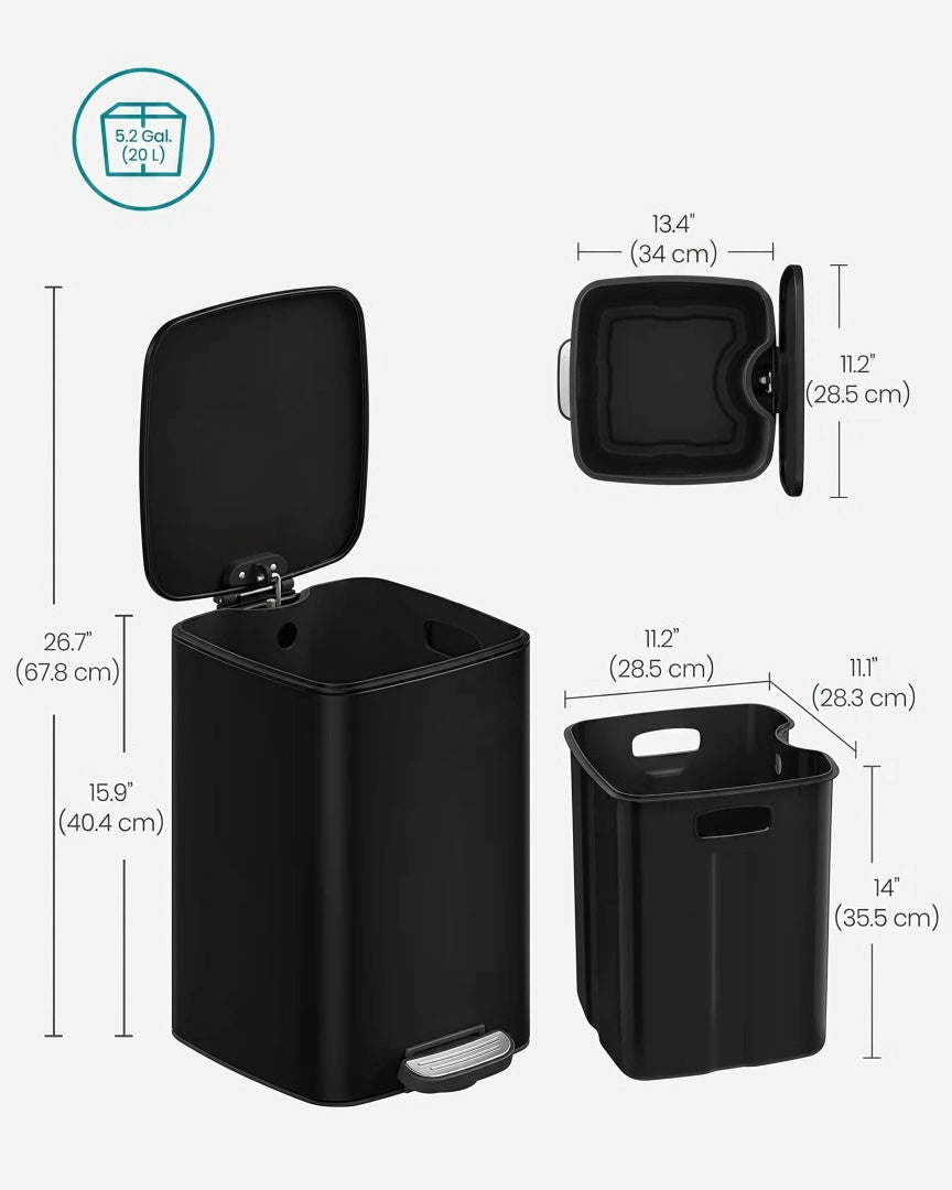 Stainless Steel Step Trash Can with Inner Bucket – product view 12 | Ridgefield Furniture