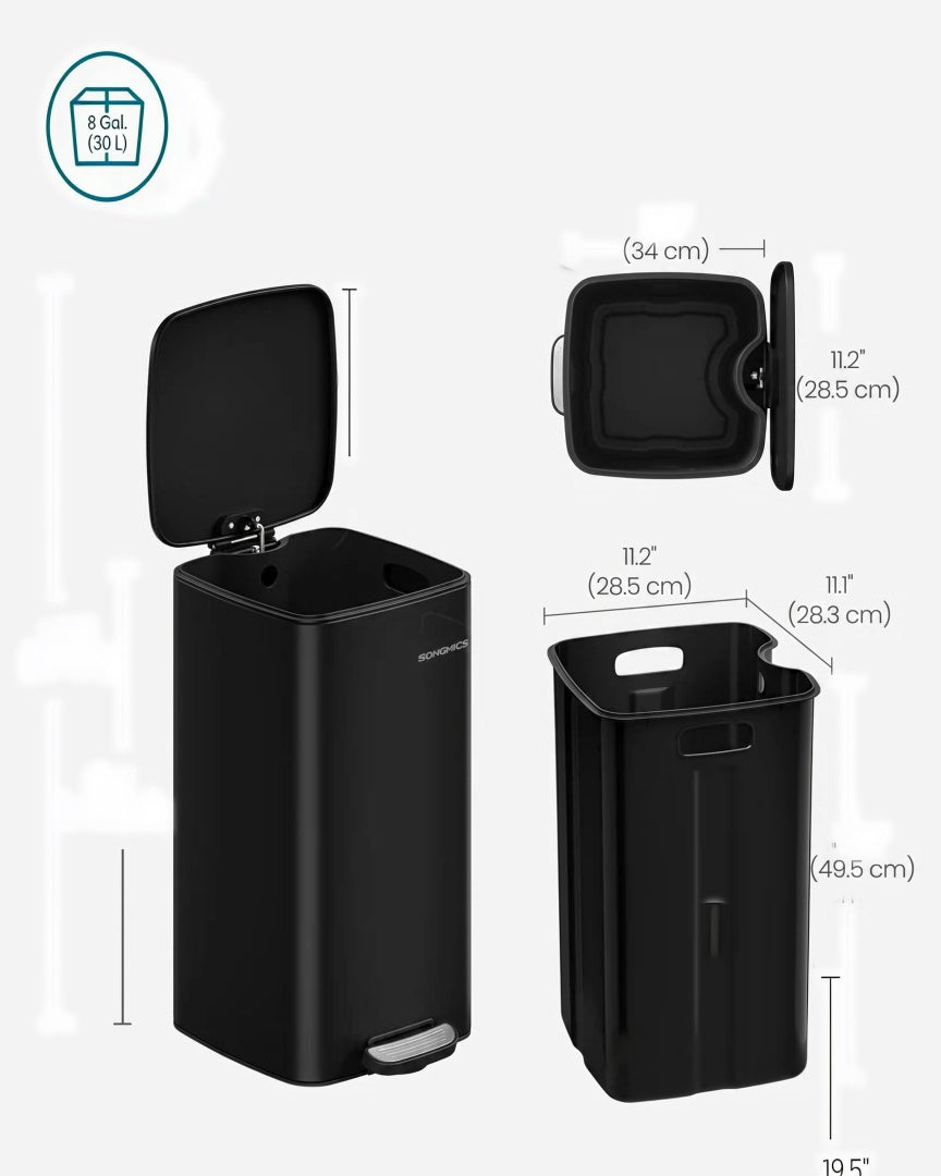 Stainless Steel Step Trash Can with Inner Bucket – product view 16 | Ridgefield Furniture