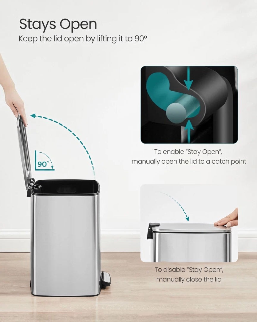 Stainless Steel Step Trash Can with Inner Bucket – product view 21 | Ridgefield Furniture
