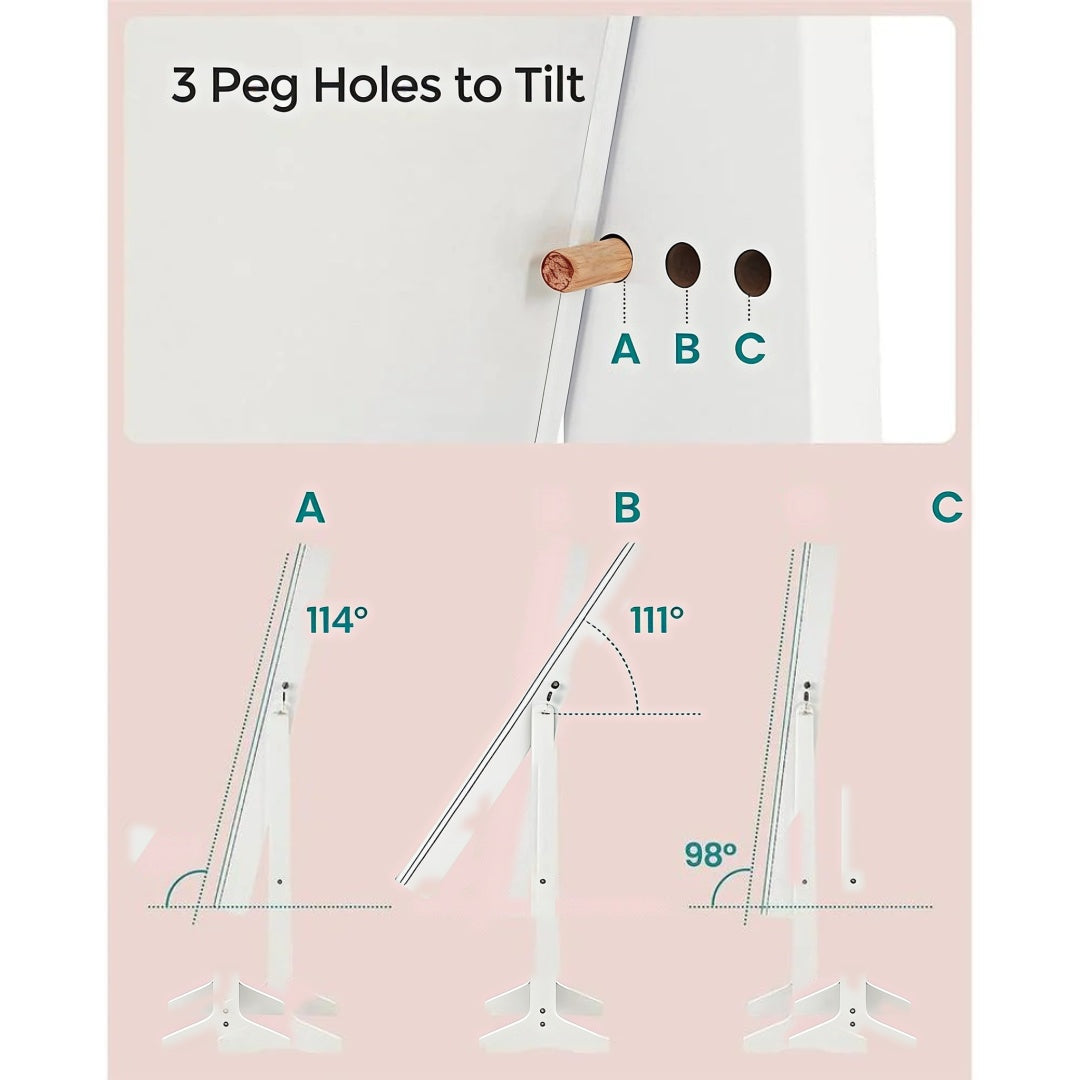 Standing Mirror Jewelry Cabinet With LED Lights And Lock – product view 7 | Ridgefield Furniture