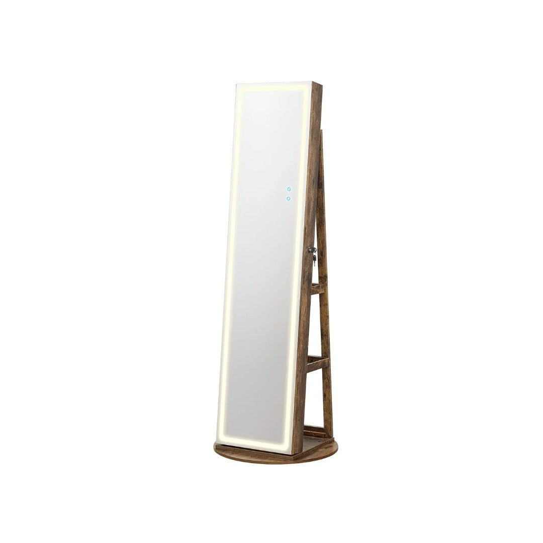 Standing Mirror Jewelry Cabinet With LED Lights And Storage – product view 4 | Ridgefield Furniture