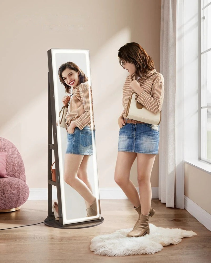 Standing Mirror Jewelry Cabinet With LED Lights And Storage – product view 12 | Ridgefield Furniture