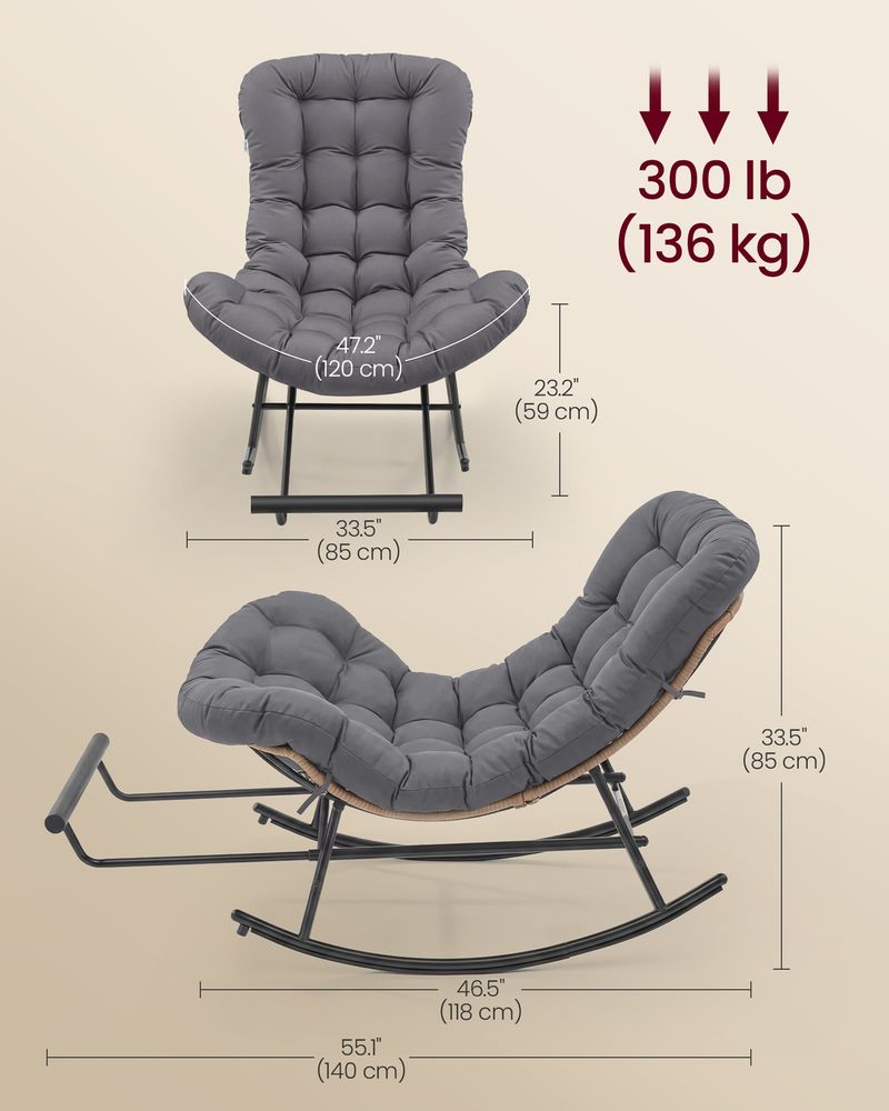 Steel Rocking Papasan Chair For Patio Bedroom Or Living Room - product photo 07