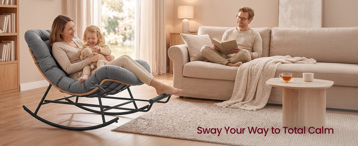 Steel Rocking Papasan Chair For Patio Bedroom Or Living Room - product photo 08