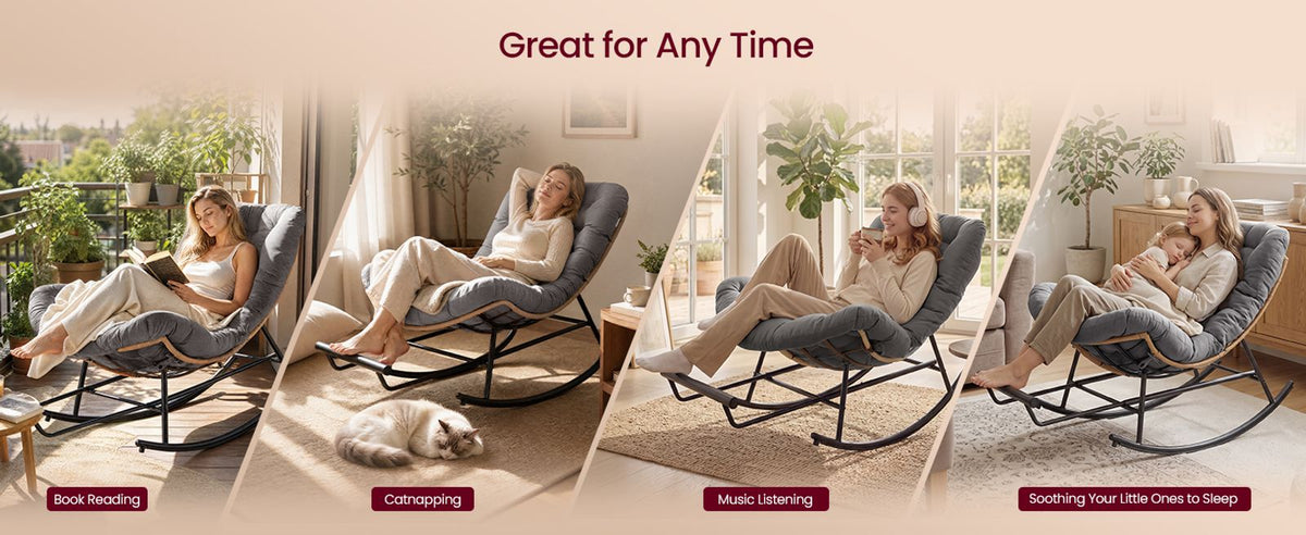 Steel Rocking Papasan Chair For Patio Bedroom Or Living Room - product photo 09