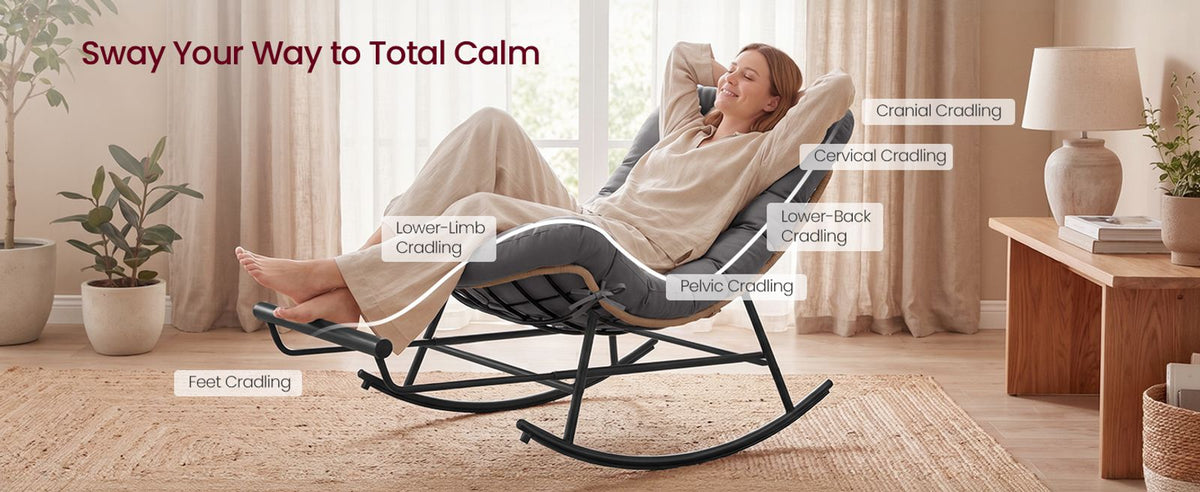 Steel Rocking Papasan Chair For Patio Bedroom Or Living Room - product photo 10