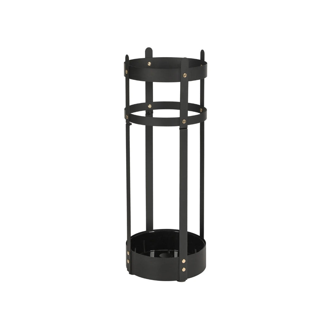 Steel Umbrella Holder Stand With Drip Tray & Hooks Round Rack – product view 1 | Ridgefield Furniture