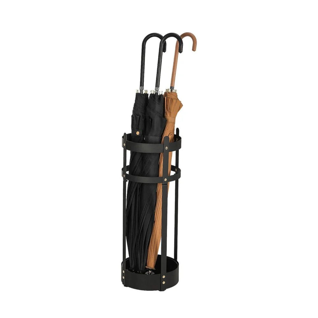 Steel Umbrella Holder Stand With Drip Tray & Hooks Round Rack – product view 8 | Ridgefield Furniture