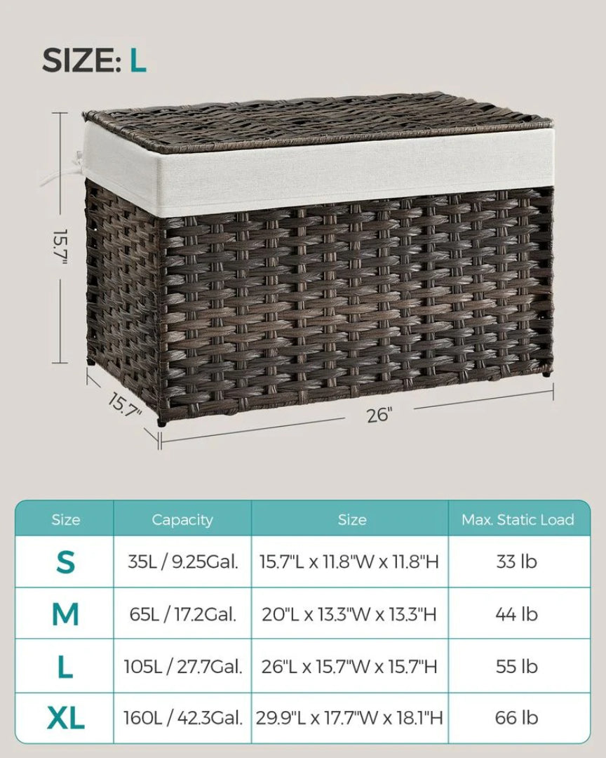 Storage Basket With Lid 105L Or 160L Laundry Hamper – product view 13 | Ridgefield Furniture