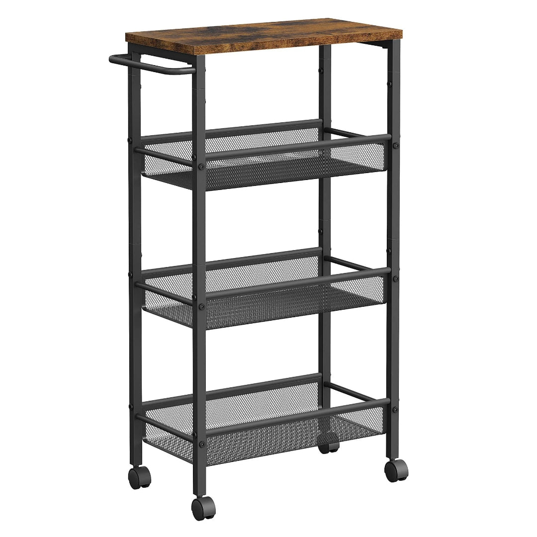 4 Tier Slim Rolling Storage Cart Narrow Utility Shelf – product view 5 | Ridgefield Furniture