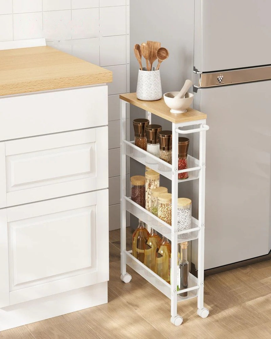 4 Tier Slim Rolling Storage Cart Narrow Utility Shelf – product view 16 | Ridgefield Furniture