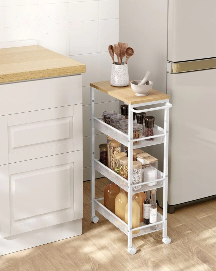 4 Tier Slim Rolling Storage Cart Narrow Utility Shelf – product view 19 | Ridgefield Furniture