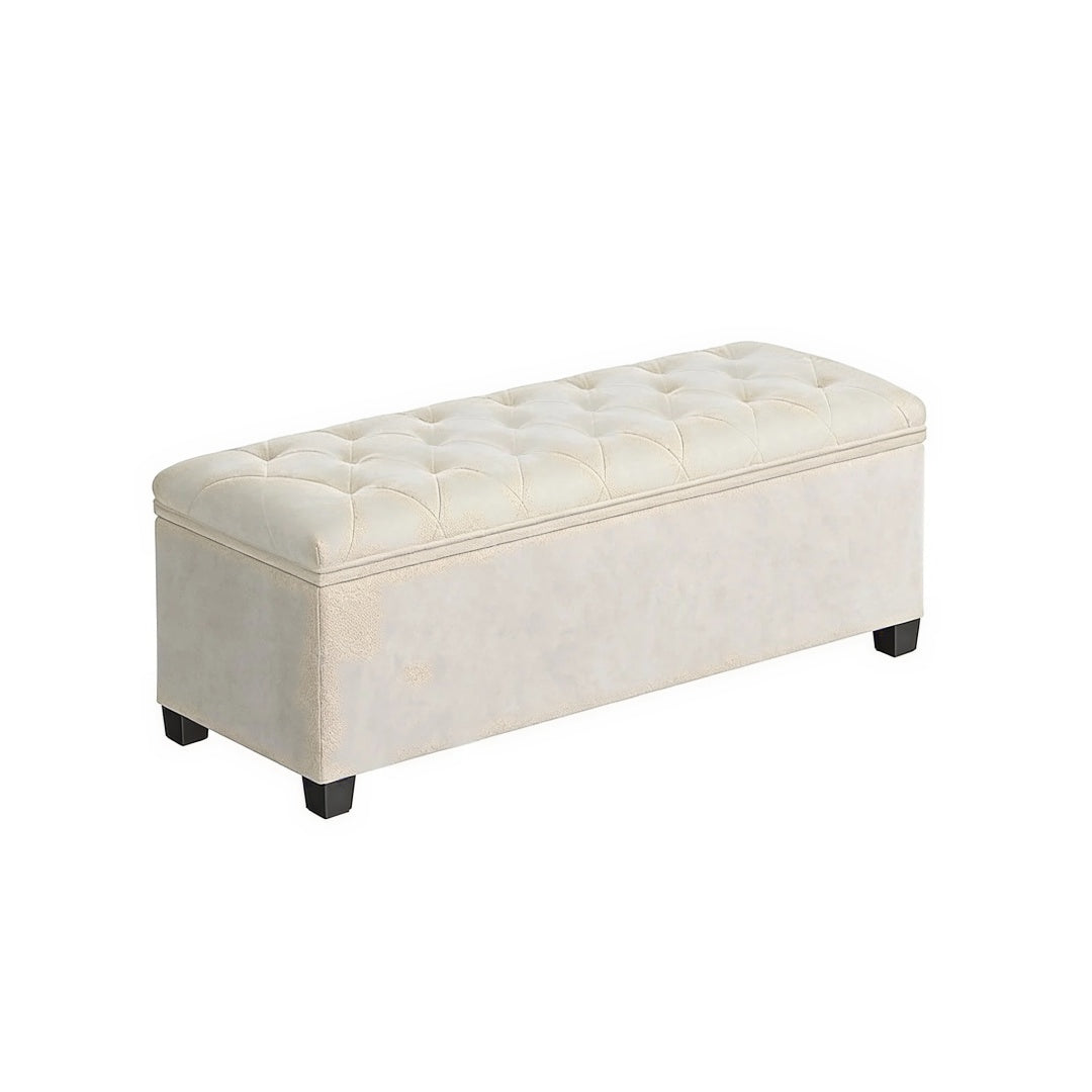 43 Inch Storage Ottoman Bench With Legs & Flip Lid Upholstered – product view 1 | Ridgefield Furniture