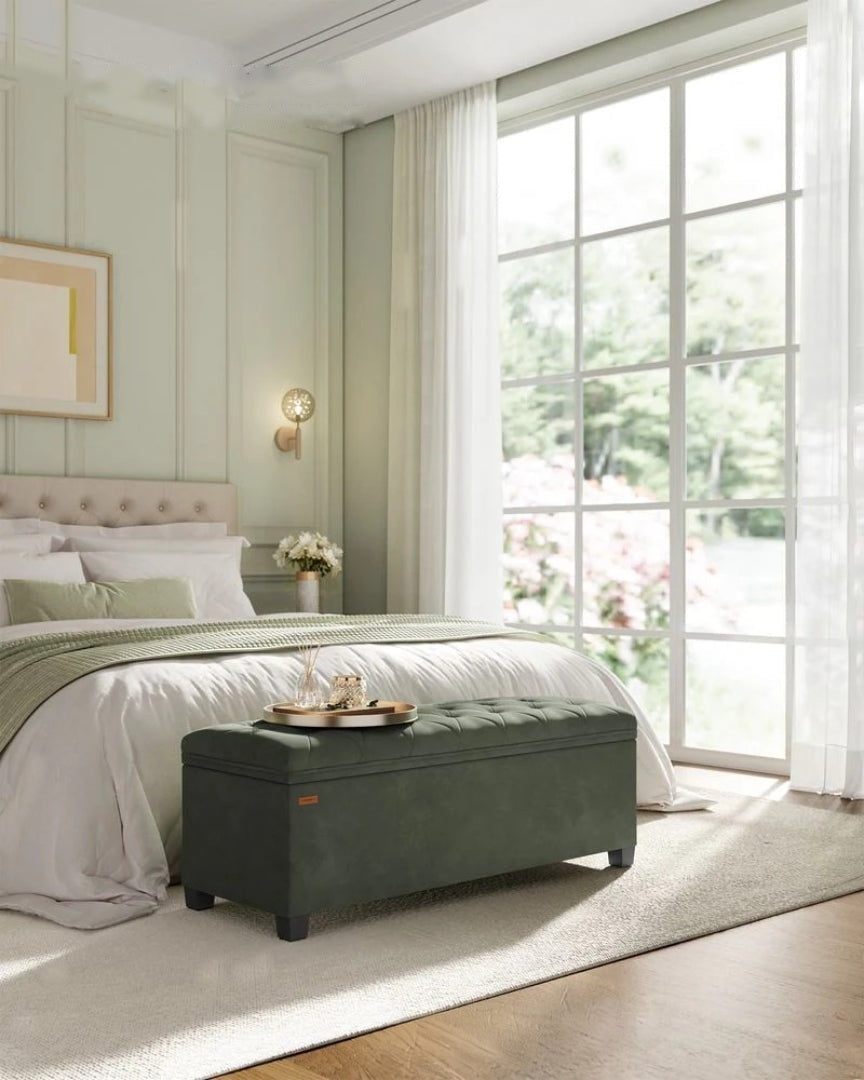 43 Inch Storage Ottoman Bench With Legs & Flip Lid Upholstered – product view 19 | Ridgefield Furniture