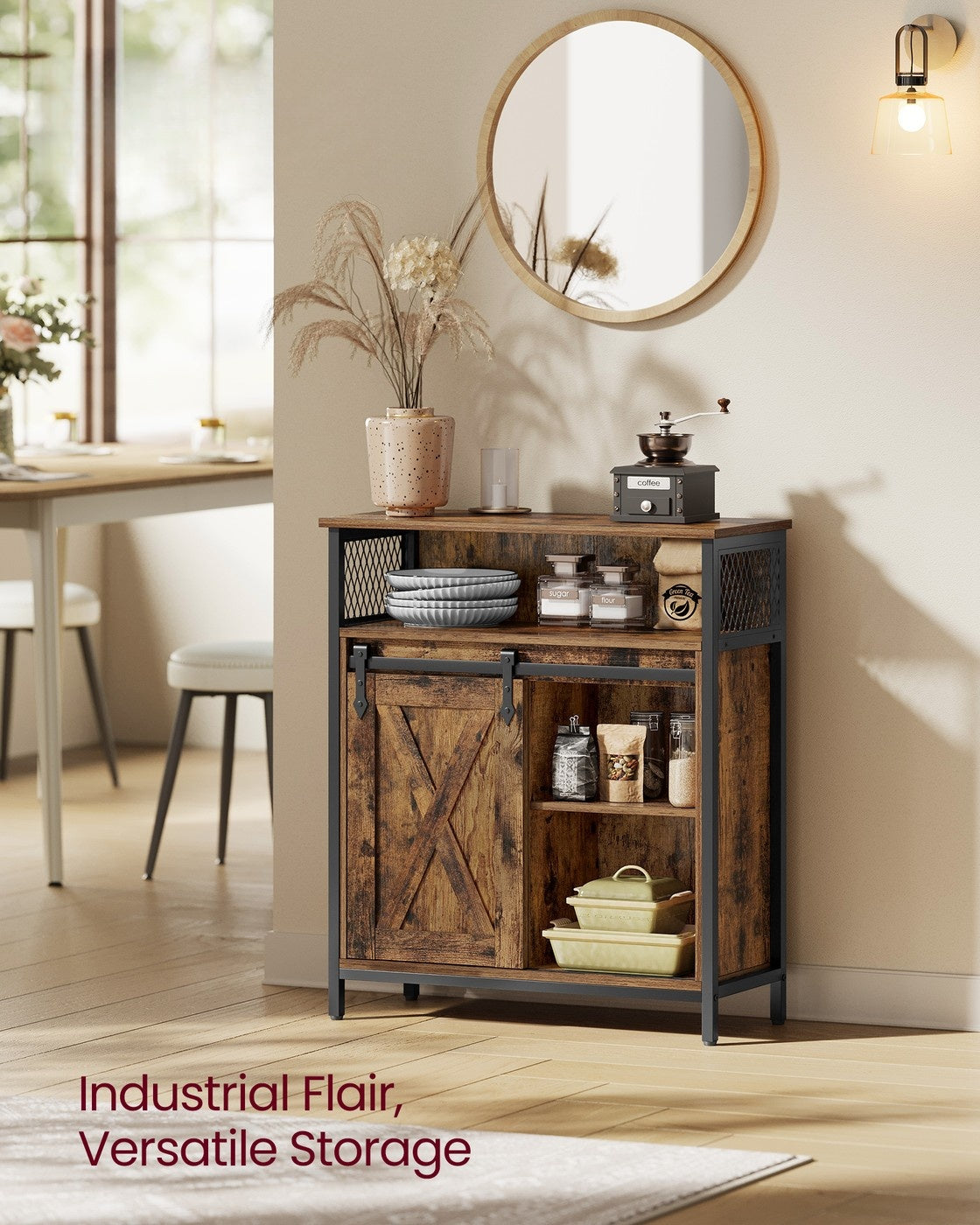 Storage Sideboard With Barn Door And Adjustable Shelves, Buffet Cabinet - product photo 12