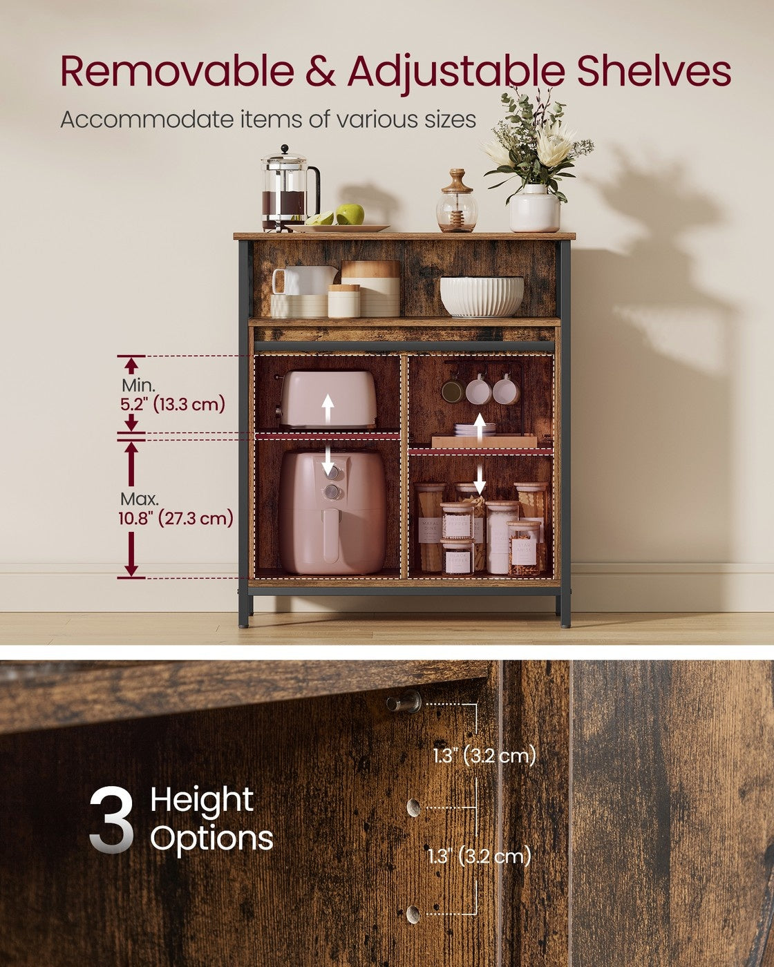 Storage Sideboard With Barn Door And Adjustable Shelves, Buffet Cabinet - product photo 13