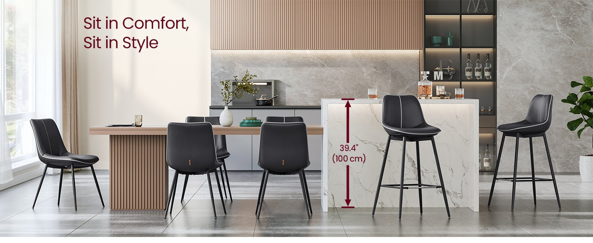 Synthetic Leather Bar Stools With Back, 24.4 Or 28.7 Inch Seat Height - product photo 127