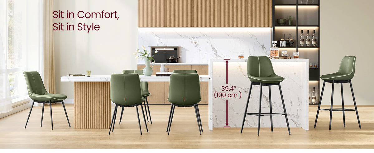 Synthetic Leather Bar Stools With Back, 24.4 Or 28.7 Inch Seat Height - product photo 131
