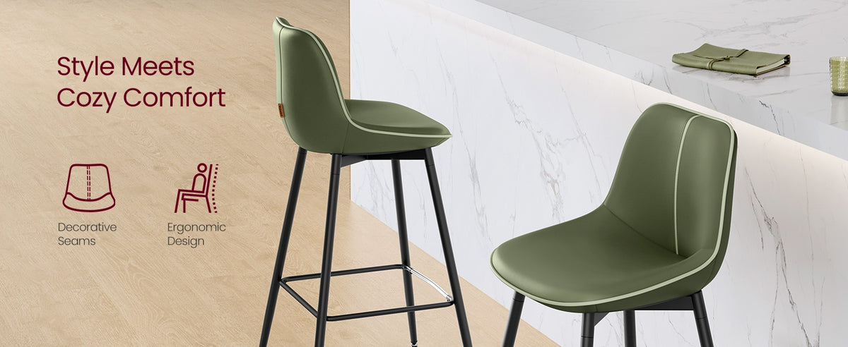 Synthetic Leather Bar Stools With Back, 24.4 Or 28.7 Inch Seat Height - product photo 132
