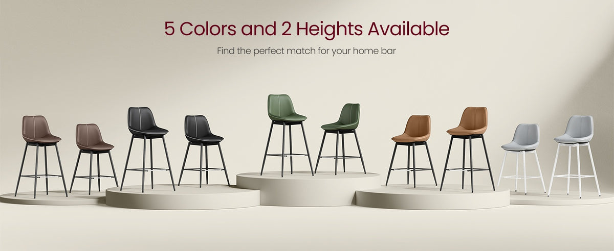 Synthetic Leather Bar Stools With Back, 24.4 Or 28.7 Inch Seat Height - product photo 138