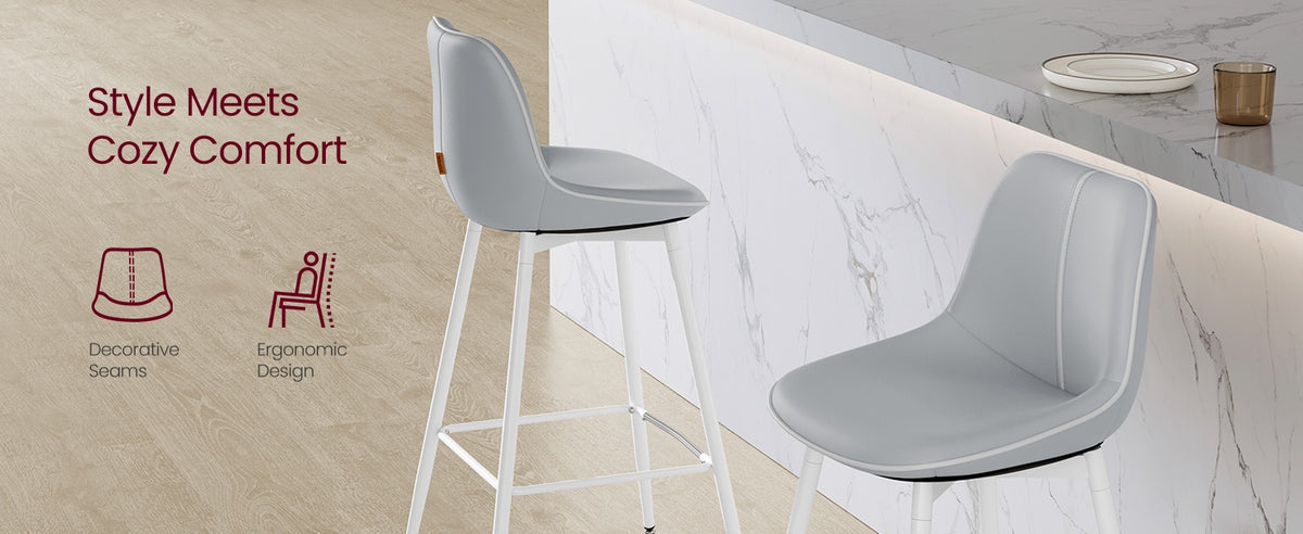 Synthetic Leather Bar Stools With Back, 24.4 Or 28.7 Inch Seat Height - product photo 140