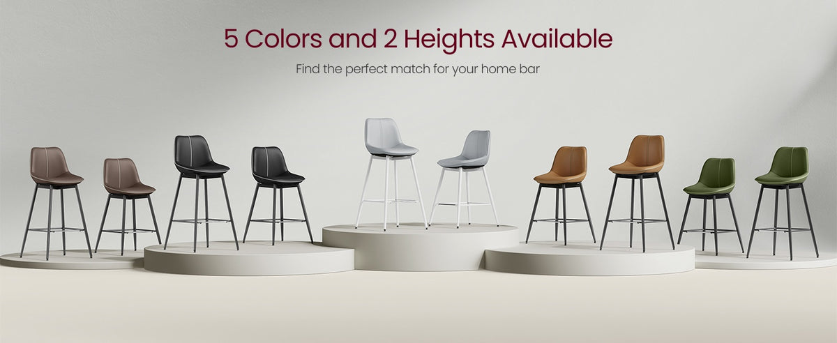 Synthetic Leather Bar Stools With Back, 24.4 Or 28.7 Inch Seat Height - product photo 146