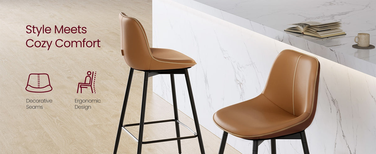 Synthetic Leather Bar Stools With Back, 24.4 Or 28.7 Inch Seat Height - product photo 148