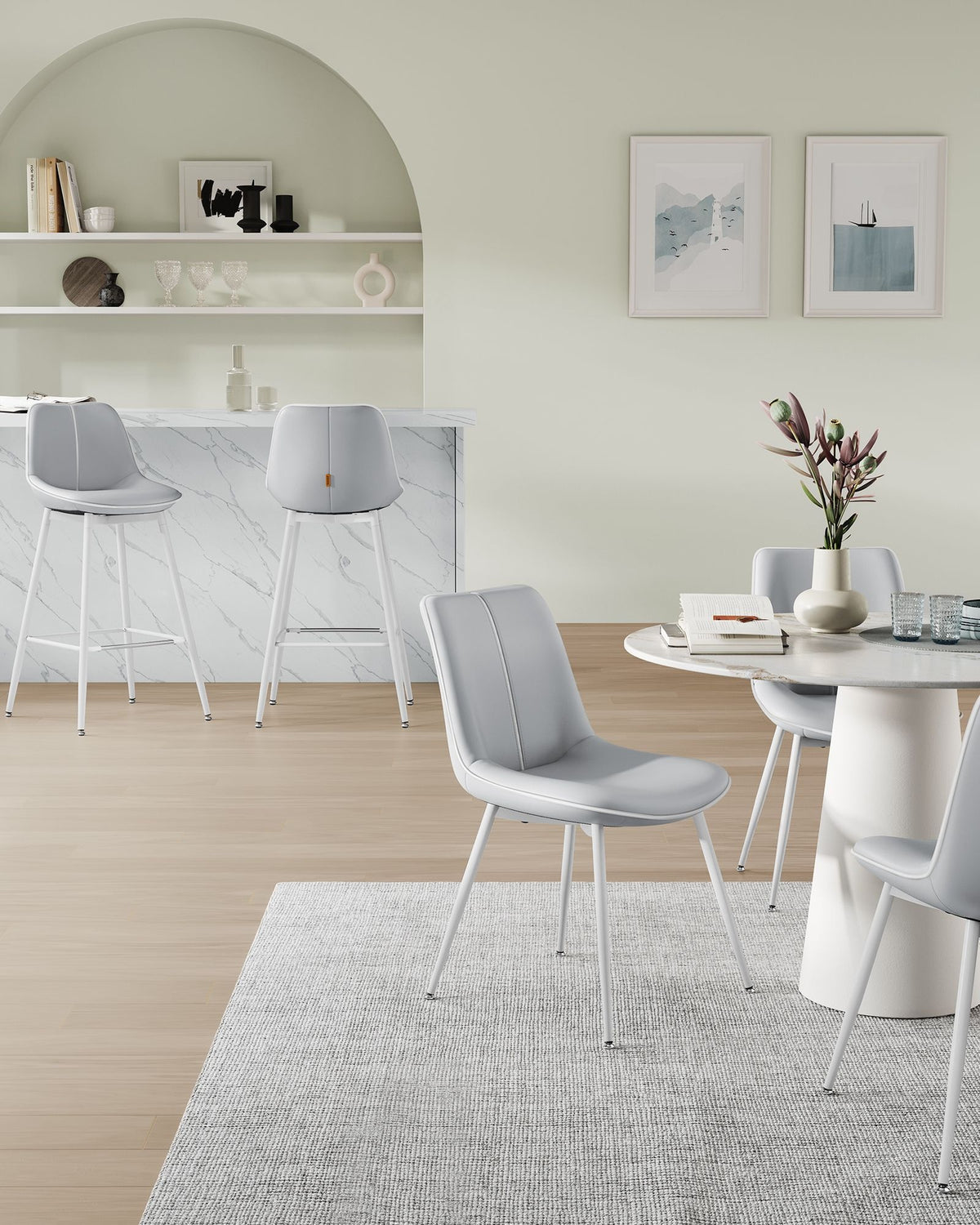 Synthetic Leather Bar Stools With Back, 24.4 Or 28.7 Inch Seat Height - product photo 153