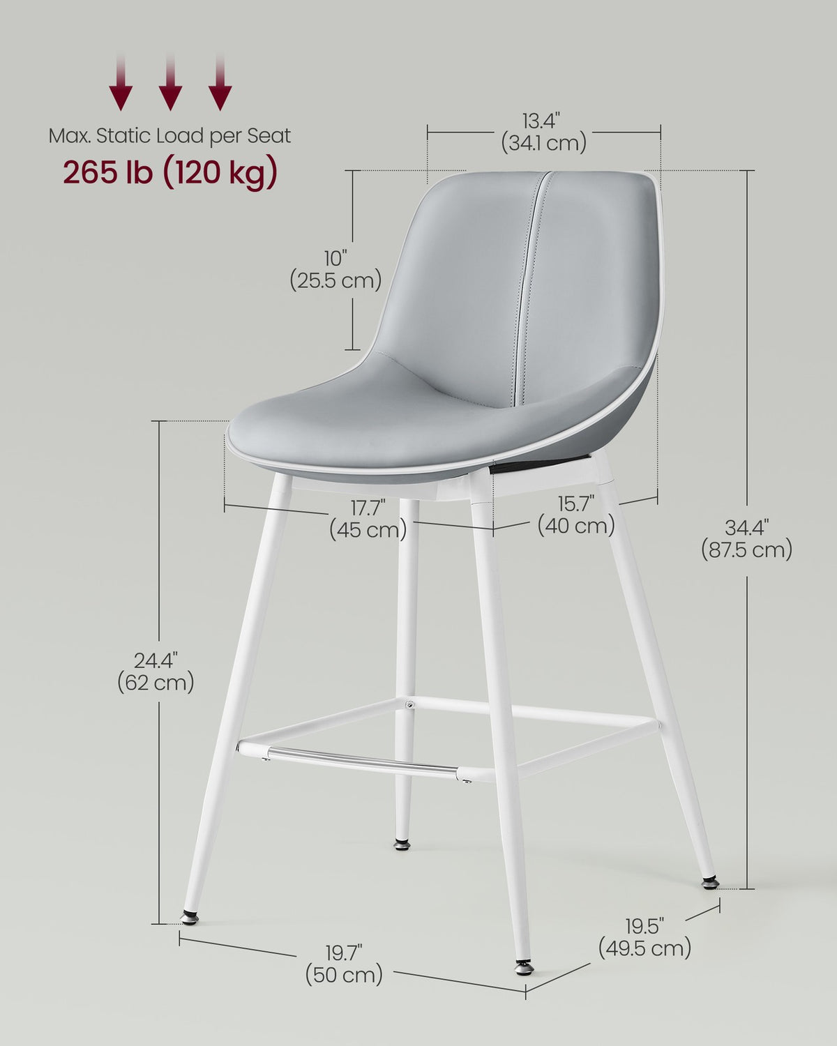 Synthetic Leather Bar Stools With Back - product photo 05