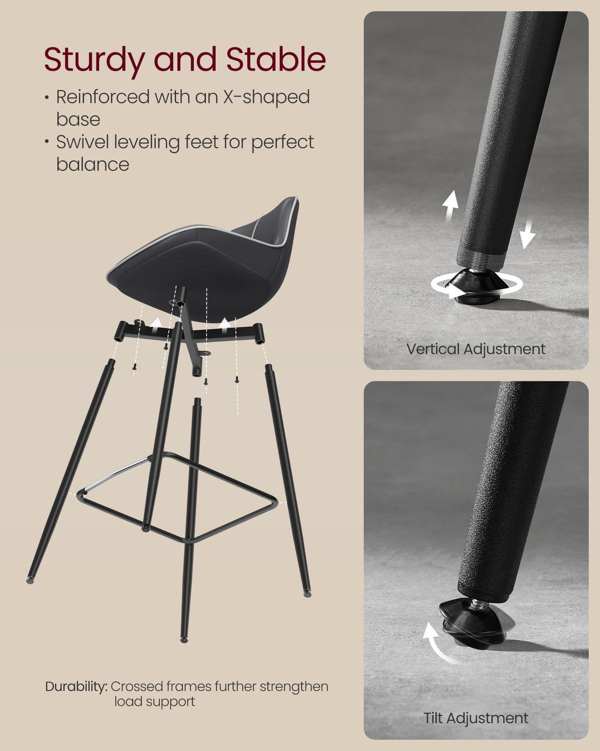 Synthetic Leather Bar Stools With Back - product photo 104